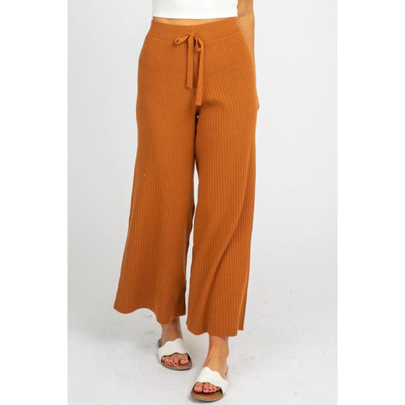 NEW AVVIO LA rib knit flare pants in caramel - Picture 1 of 5